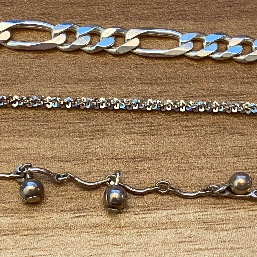 Three vintage 925 Sterling silver bracelets, marked Milor, Italy, Jordan.